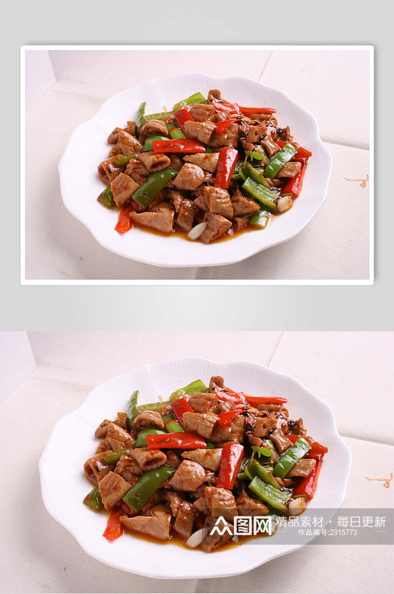 尖椒炒大肠食物高清图片素材