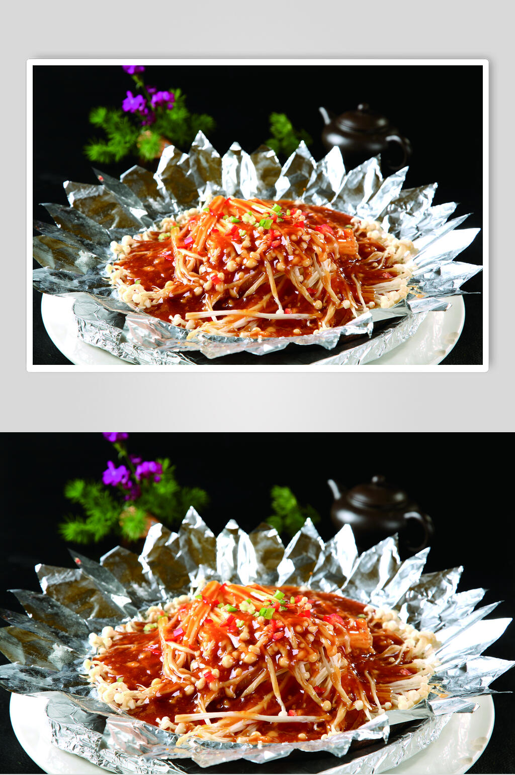 铁板煎鲜菇食品摄影图片素材