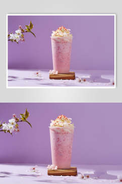 紫色夏日清凉奶茶场景摄影图