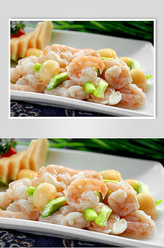 鲜百合果蔬溜虾球食品高清图片