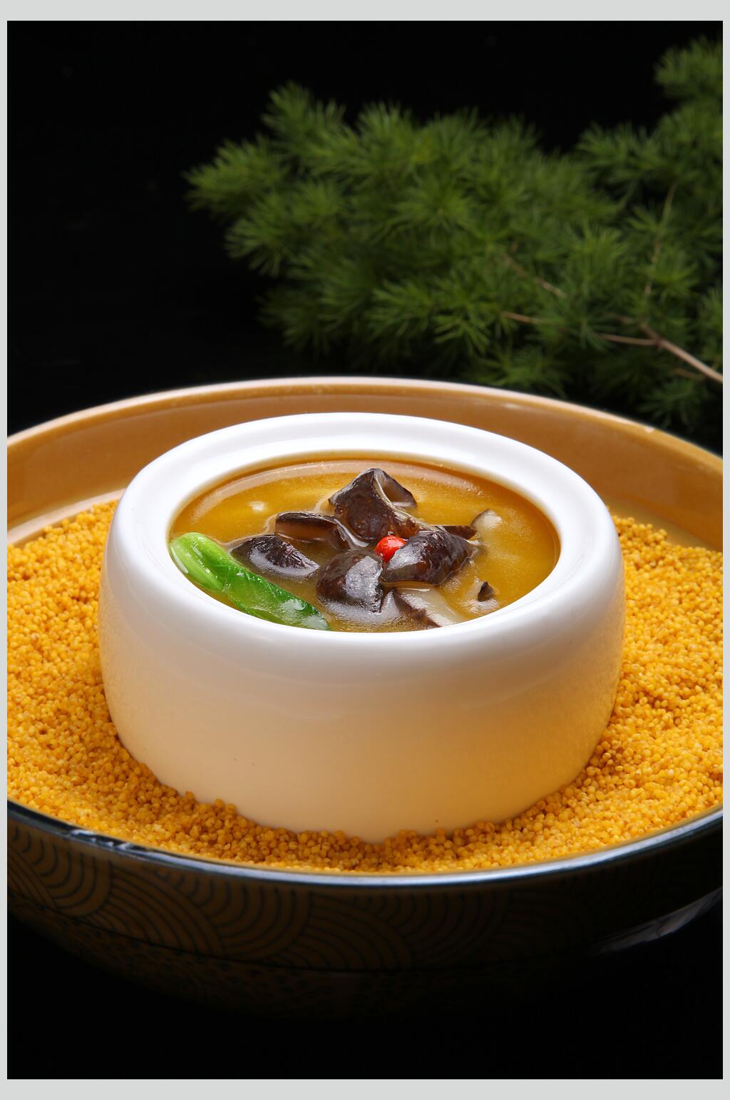 罐焖珍菌海参食物摄影图片素材