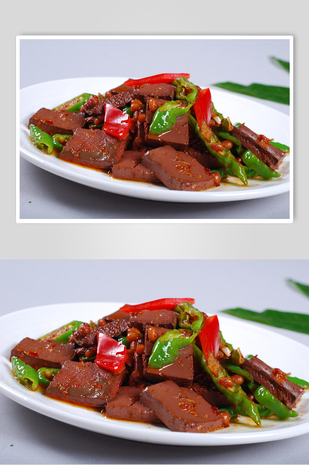 腊八豆炒鸭血食物实拍图片素材