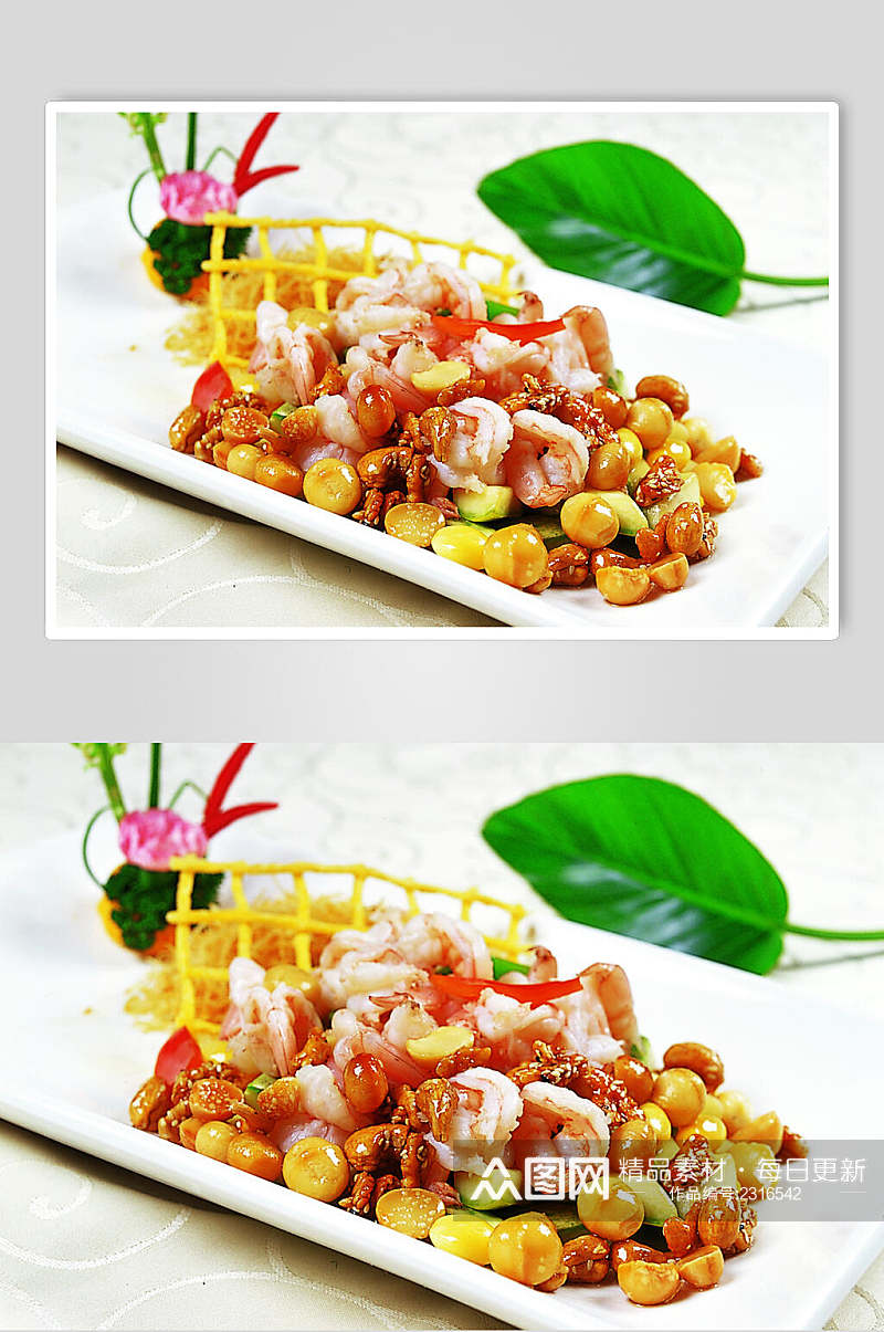 五仁脆瓜爆虾球食物摄影图片素材