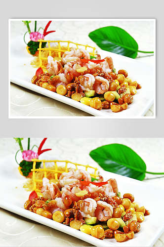 五仁脆瓜爆虾球食物摄影图片