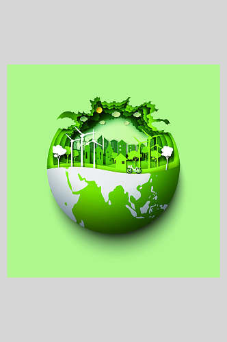 绿色地球环保插画素材