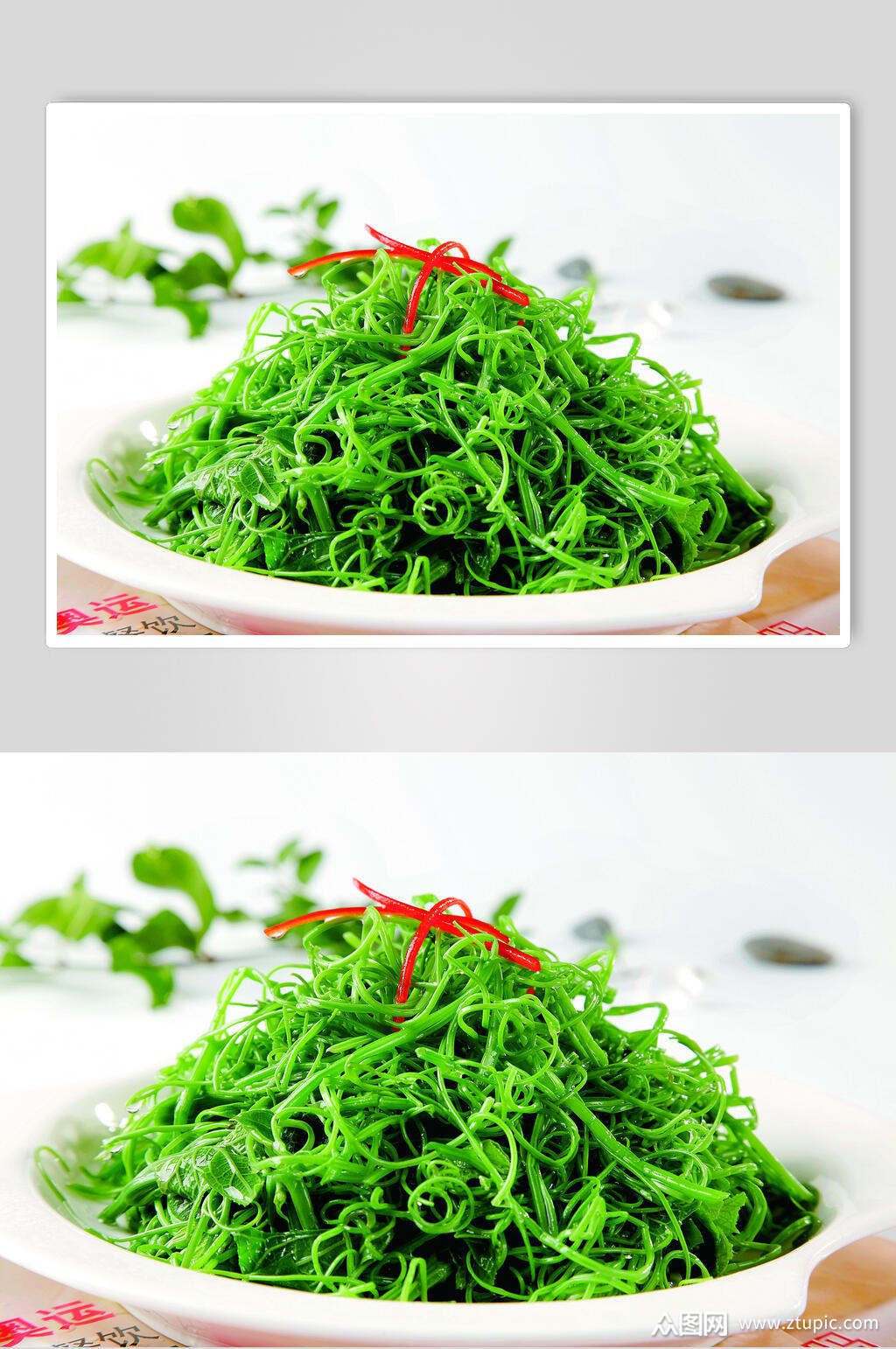 绿色凉拌丝瓜尖食品摄影图片素材
