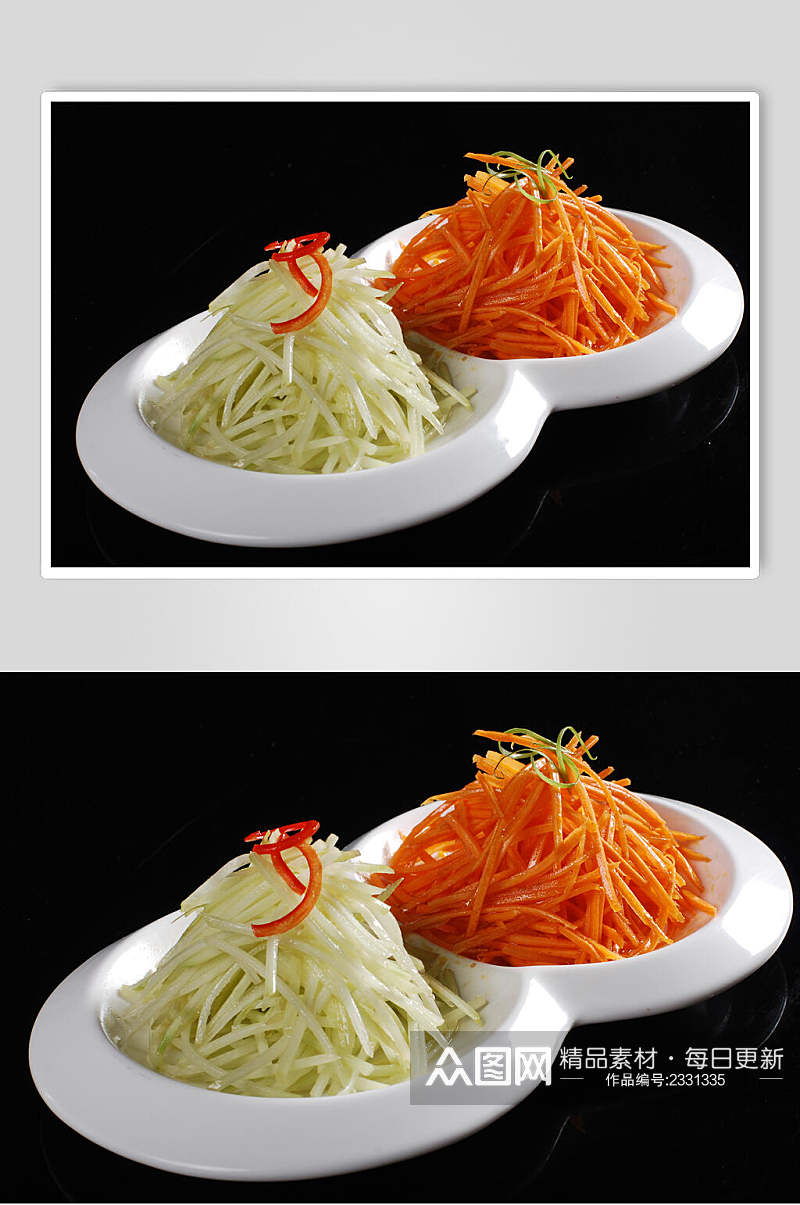 佛手丝PK萝卜丝食物高清图片素材
