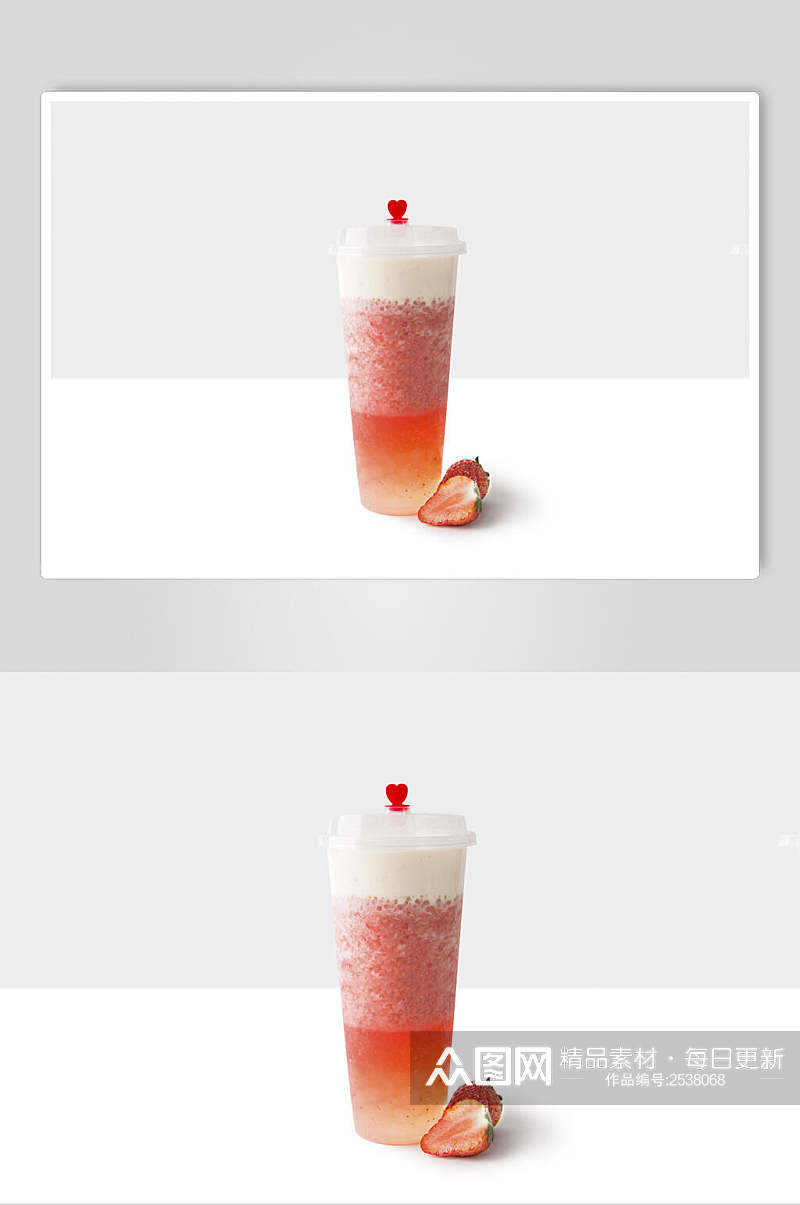 草莓奶盖奶茶食品摄影图片素材
