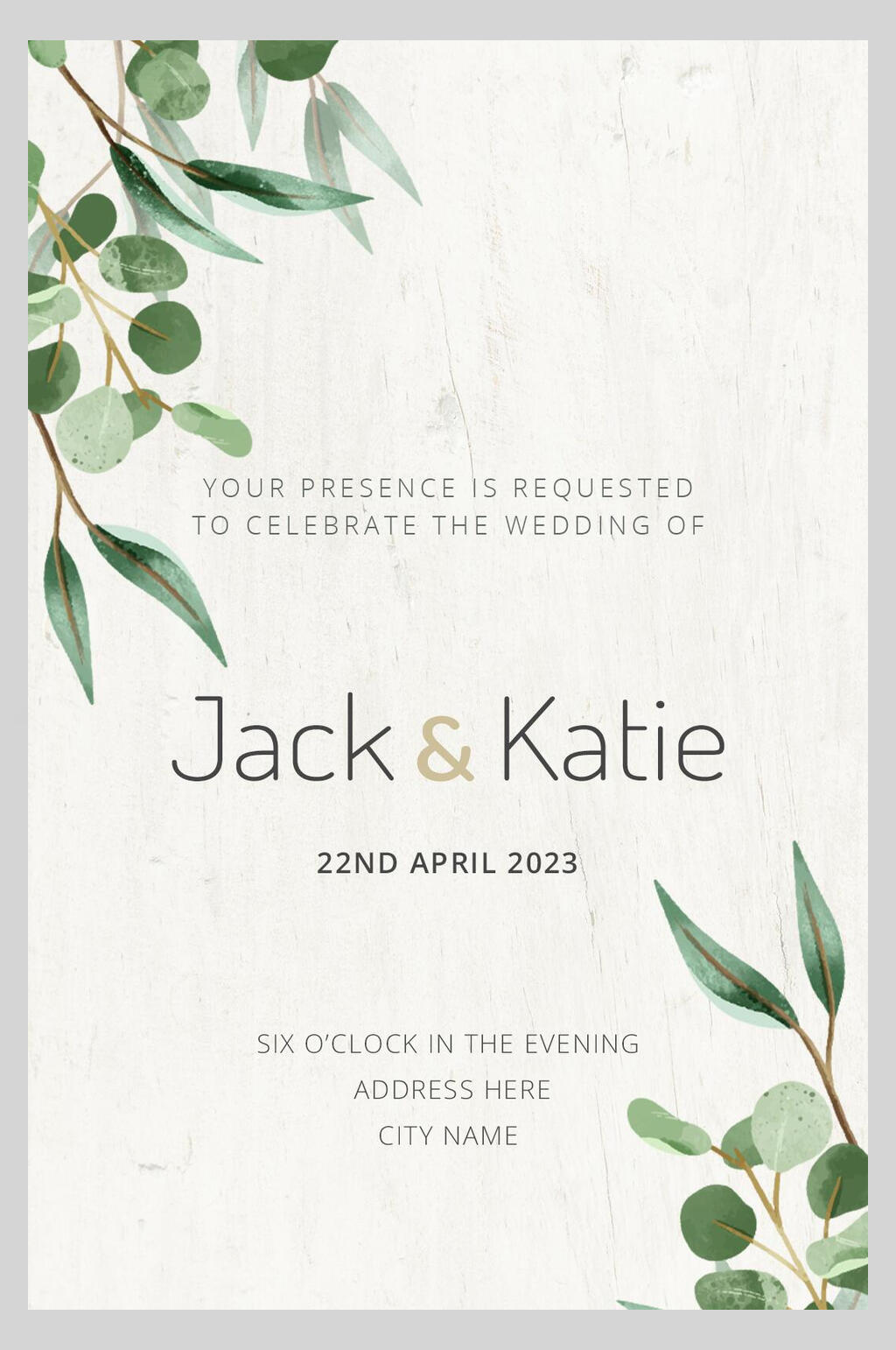 淡雅植物婚礼邀约海报素材