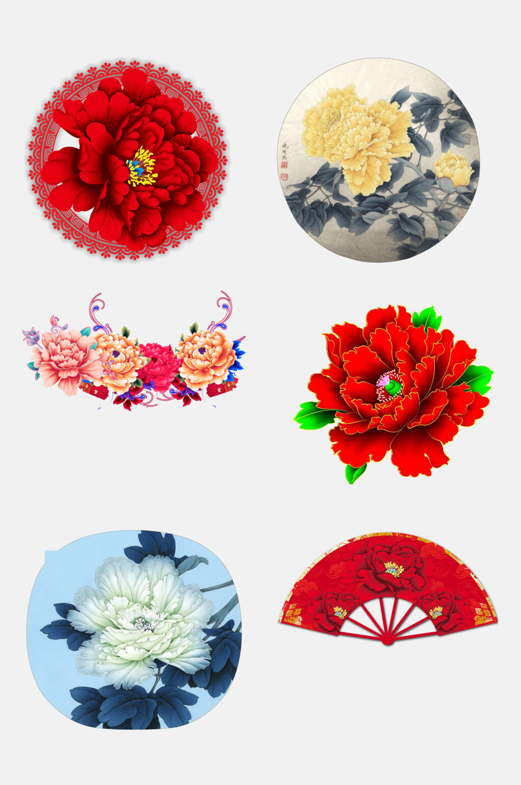 唯美中国风鲜花花开富贵牡丹免抠素材素材