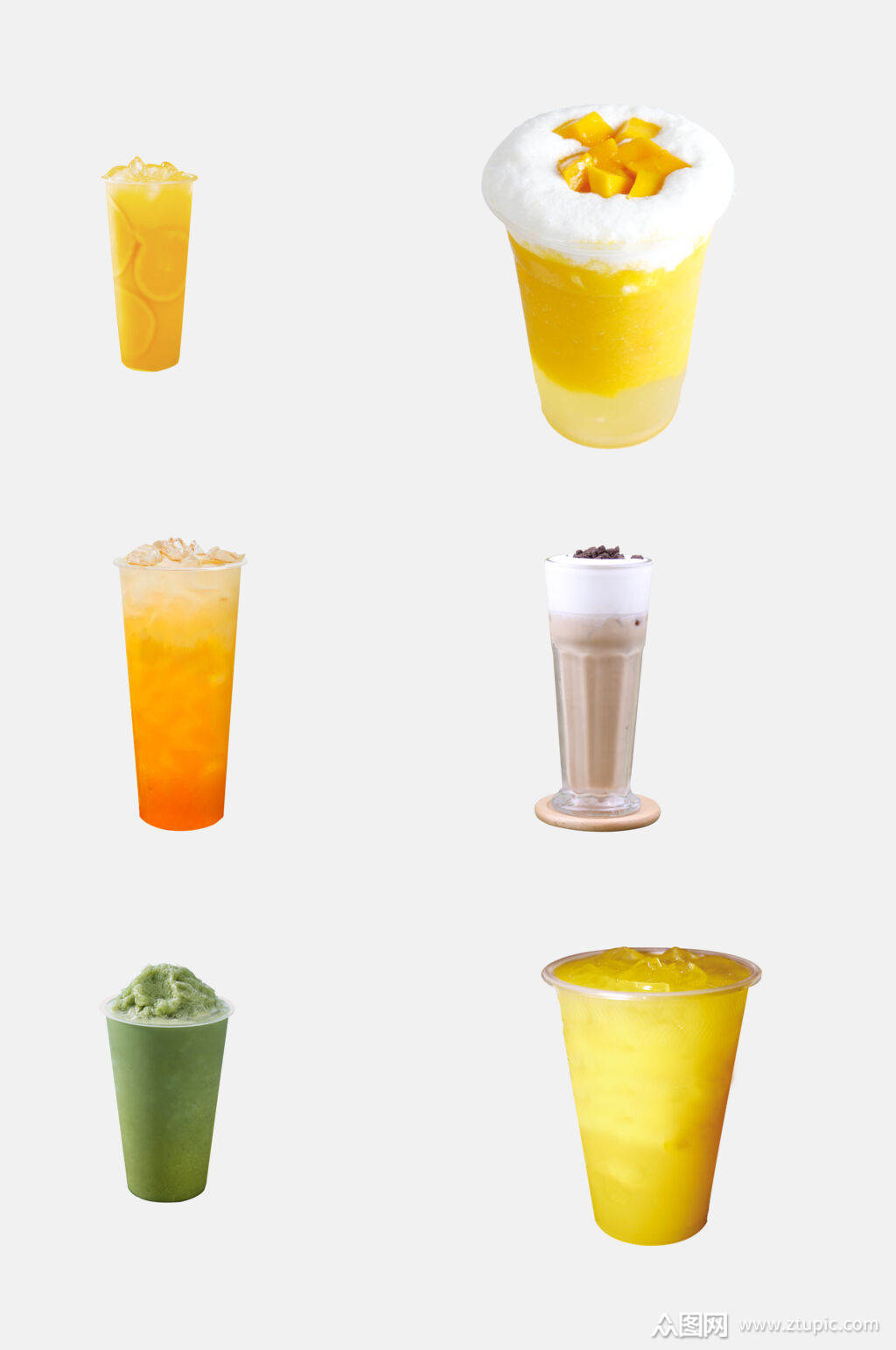 水彩夏日冰凉奶茶免抠素材素材