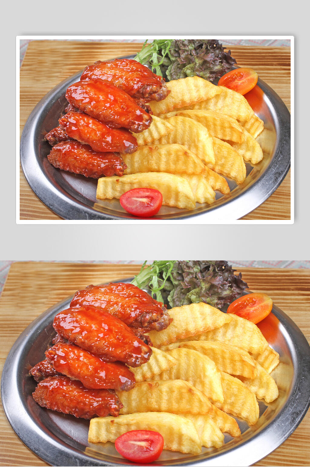 薯条炸鸡腿鸡翅鸡块食物图片素材