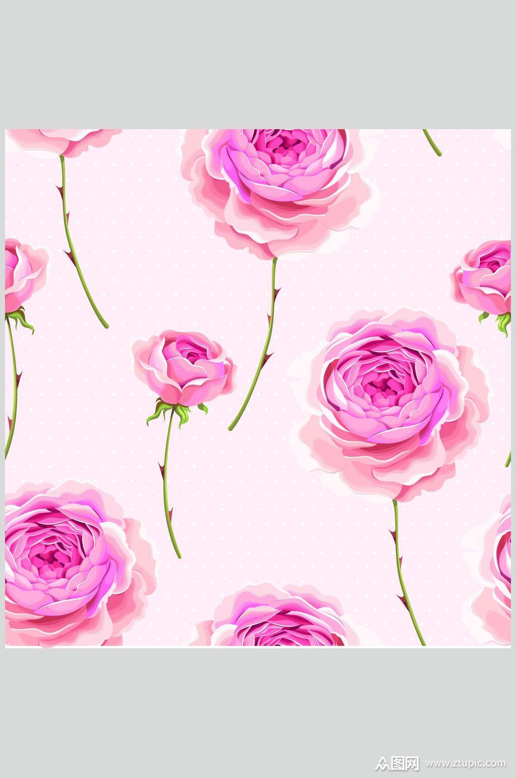 精美粉色玫瑰花图案矢量素材