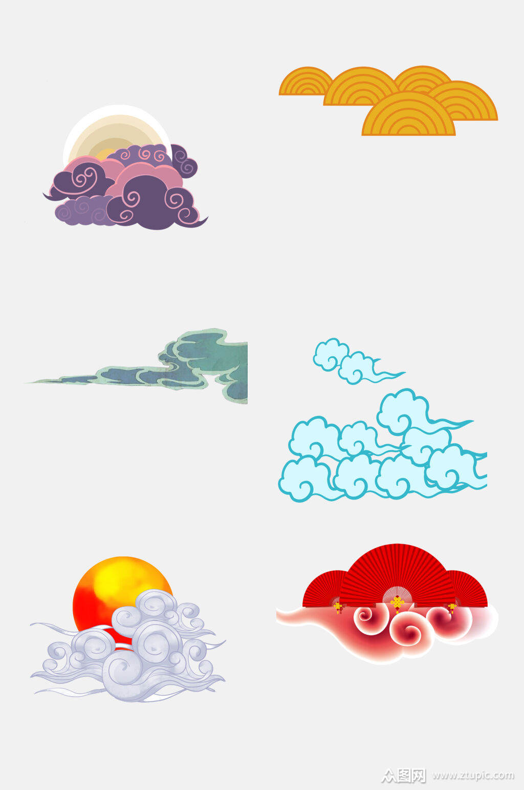 众图网独家提供清新中国风云彩云纹祥云图案免抠素材素