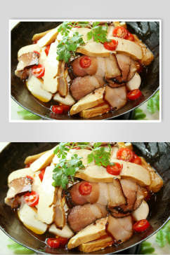 干锅香干腊肉美食图片
