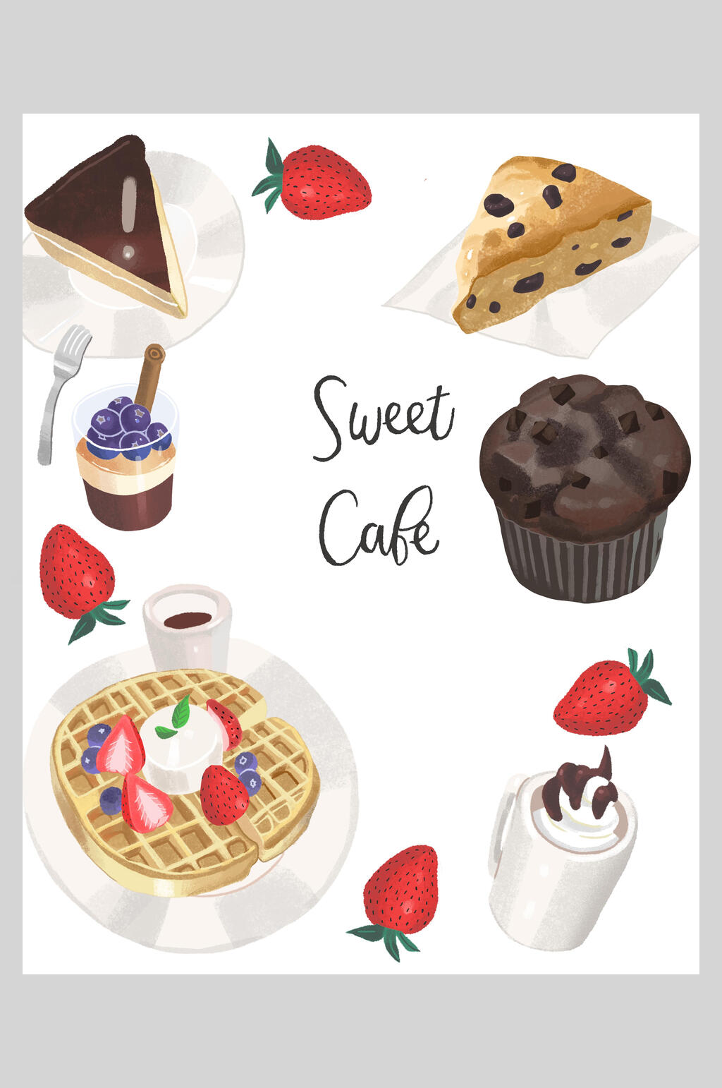 卡通手绘美食海报插画素材素材
