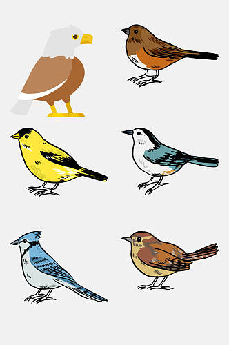 卡通扁平化动物小鸟免抠元素