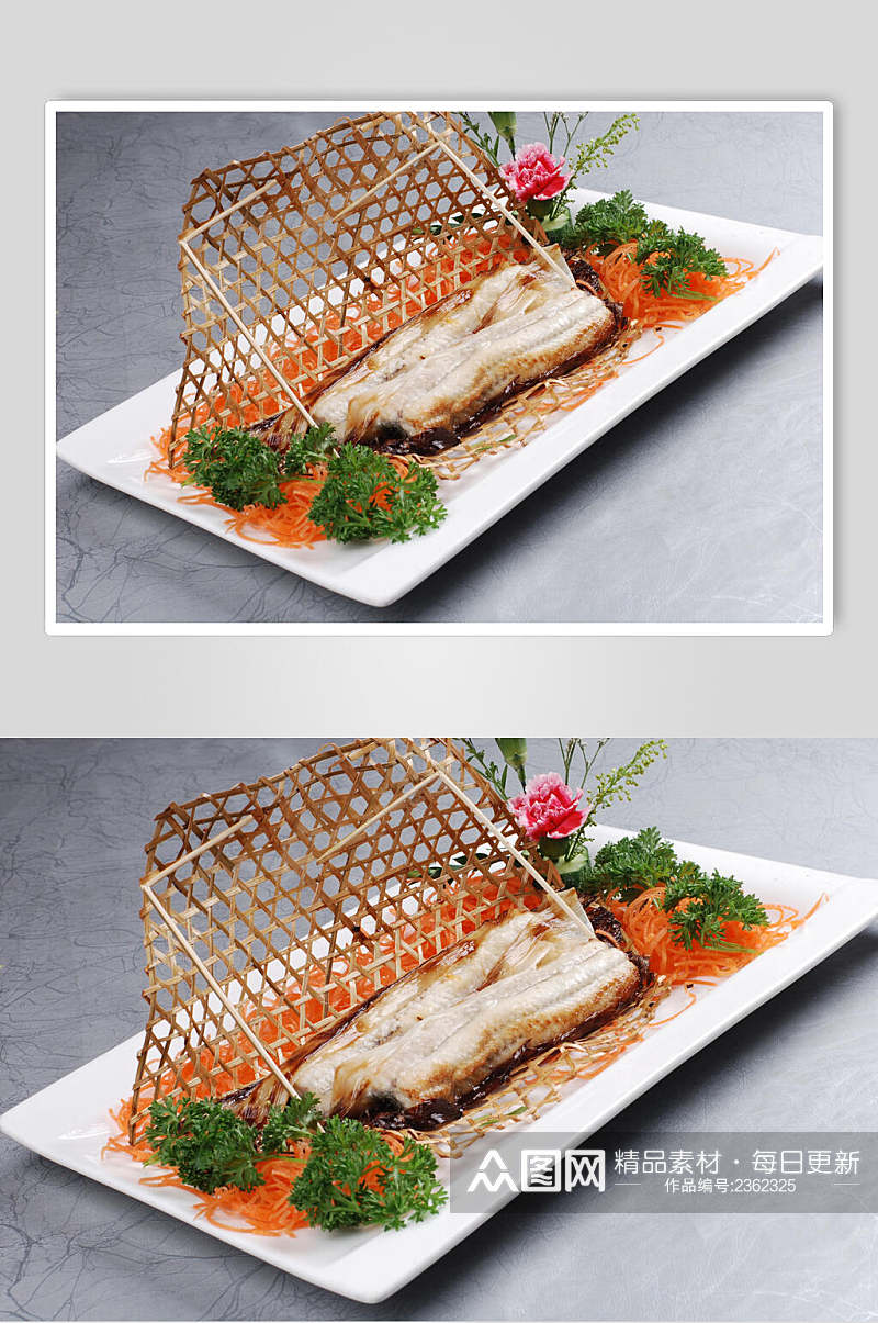 竹网京葱鳗鱼餐饮高清图片素材