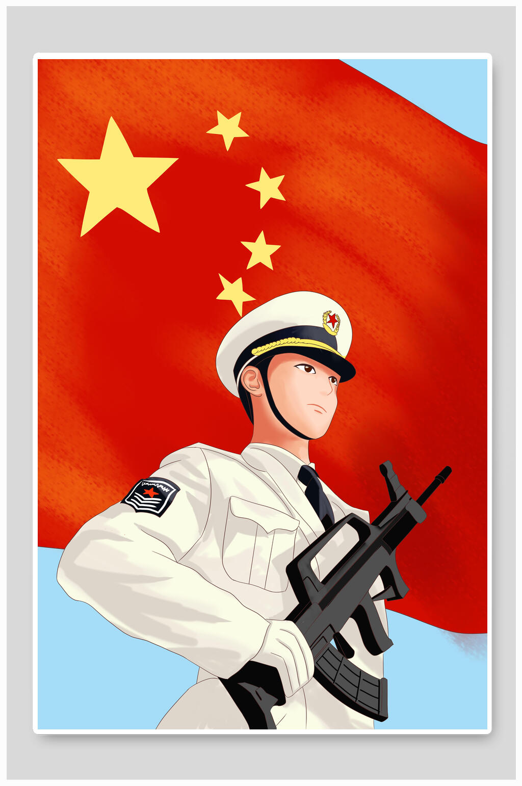 动漫中国军人建军节素材海报