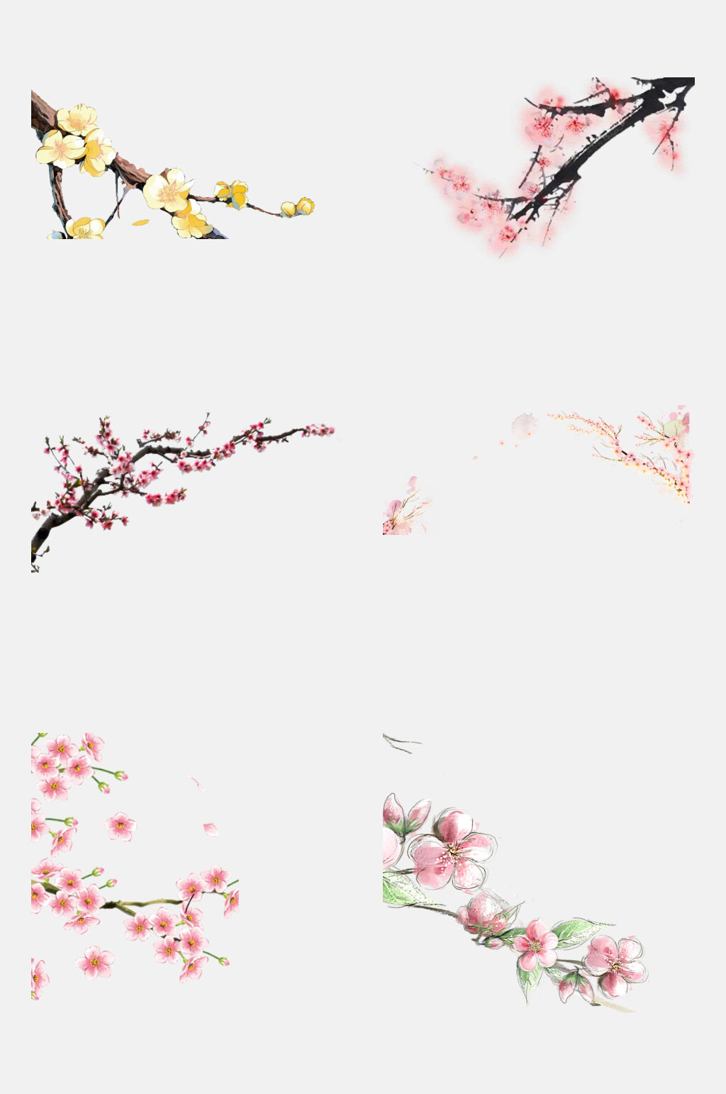 简洁大气手绘花朵树枝免抠素材素材