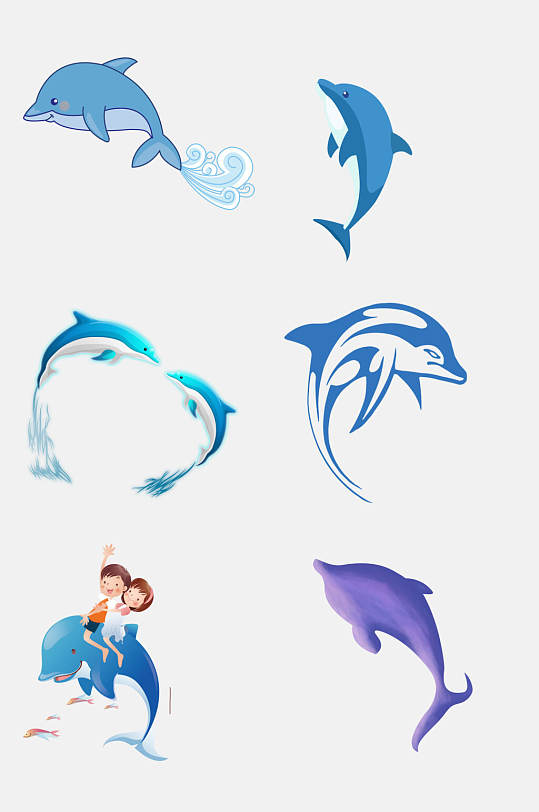 创意唯美浪漫海豚免抠素材