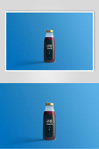 蓝背景瓶装饮料样机