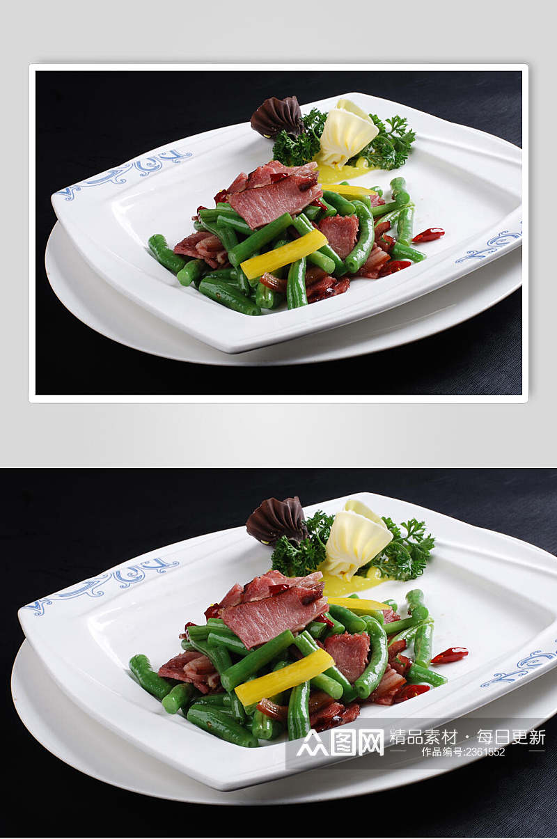 紫阳腊肉炒豆角食物图片素材