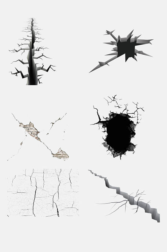 黑色地裂干旱开裂免抠素材