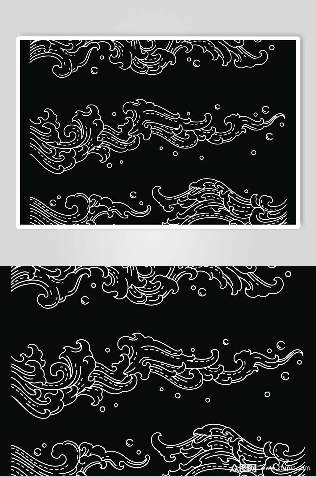 简约黑白海浪底纹矢量素材