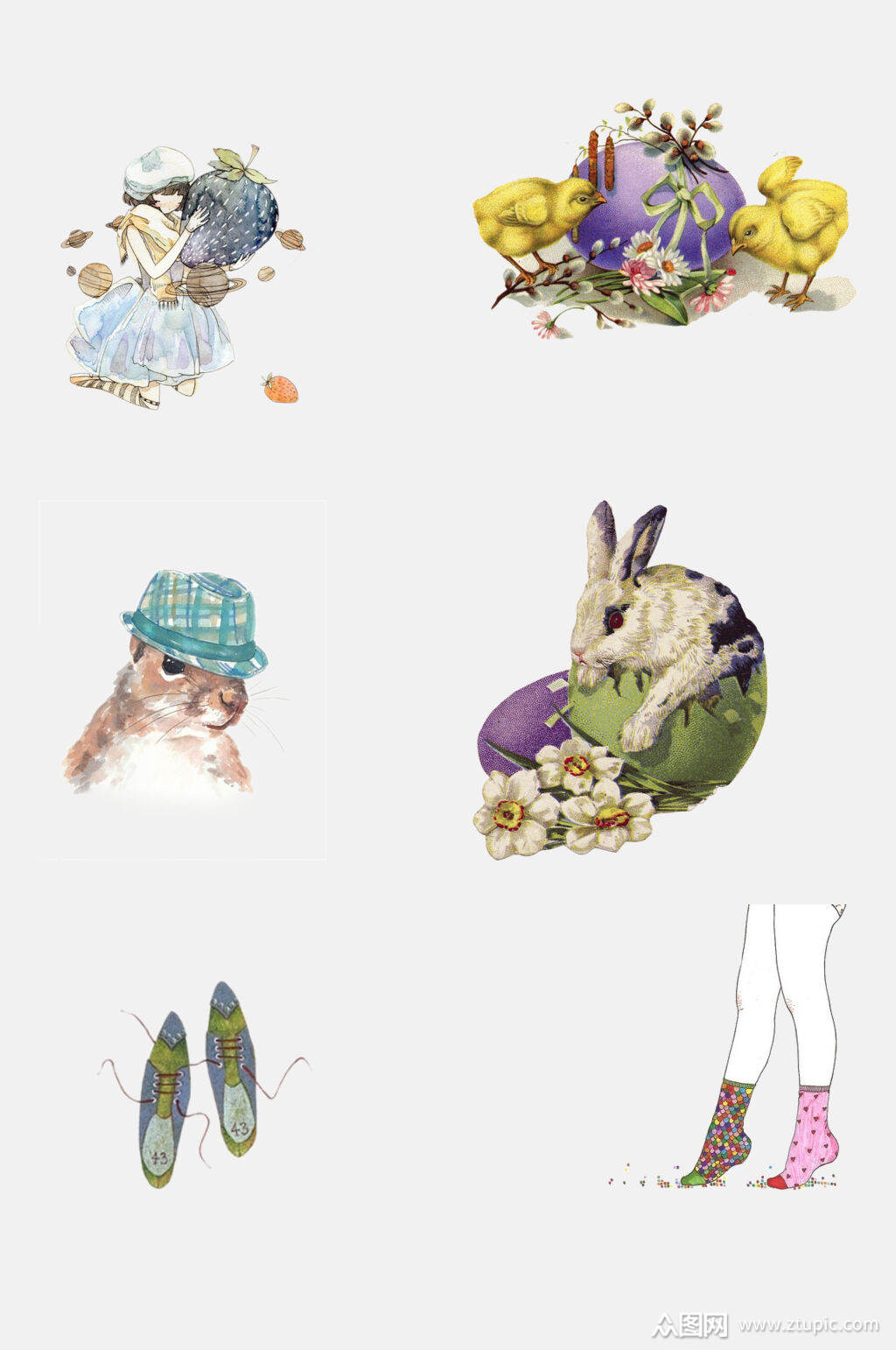 动物森系小清新插画免抠元素模板下载-编号2483732-众图网