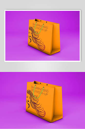 橘色抽象礼品袋样机
