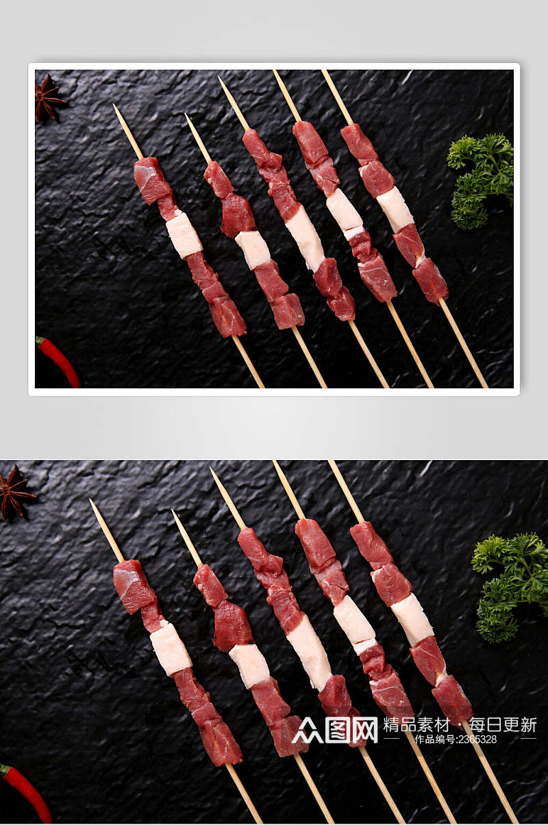 新鲜串串烤肉串餐饮图片素材
