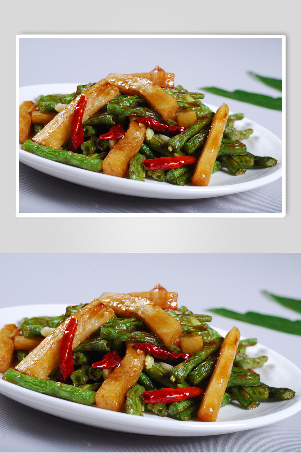 长豆角炒茄段食物图片素材