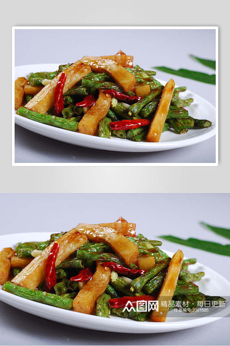 长豆角炒茄段食物图片素材