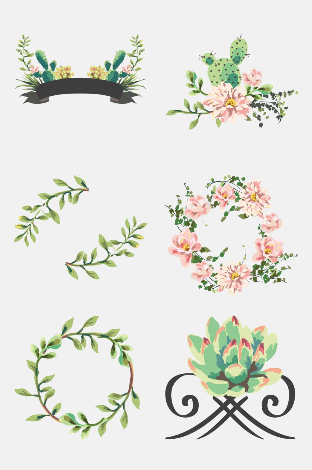 清新创意花卉植物免抠元素素材