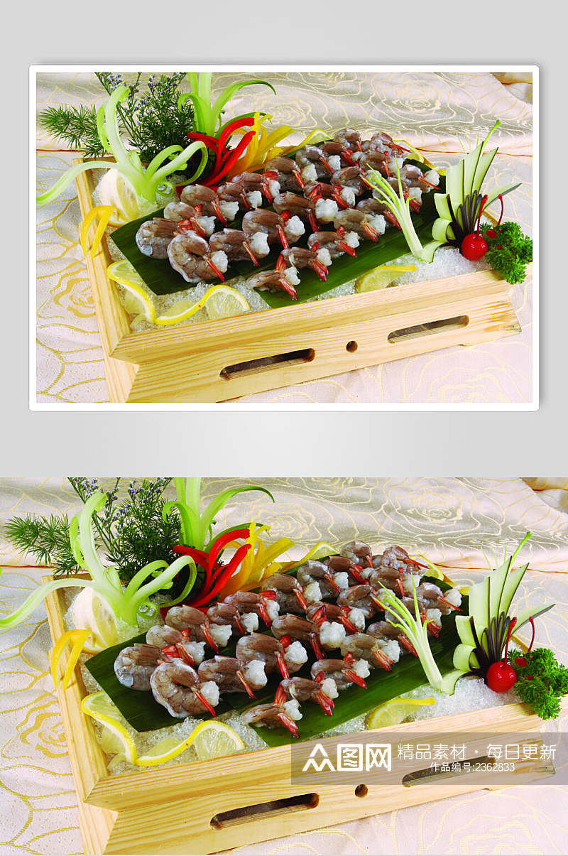 元宝基围虾刺身元一例食品高清图片素材