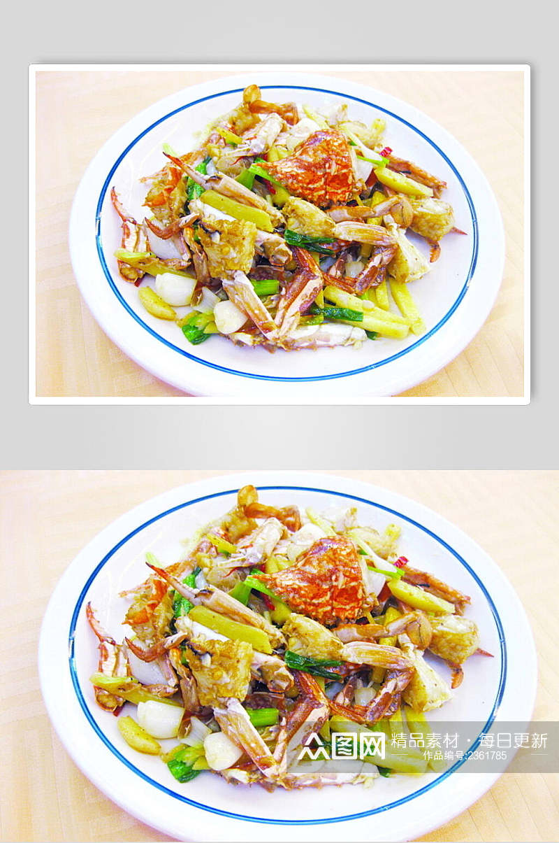 美味姜葱炒花蟹食品图片素材