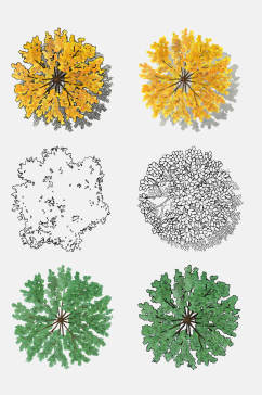 水彩手绘树木植物免抠元素