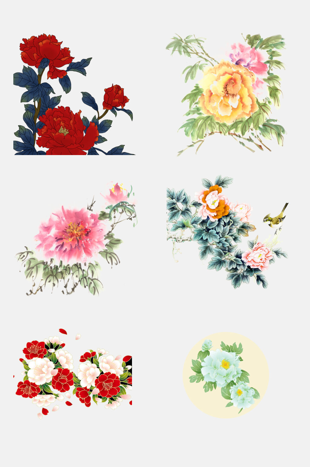 典雅国画牡丹芍药花免抠素材素材
