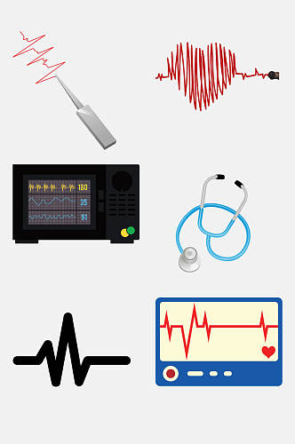 简洁心电图医疗免抠素材