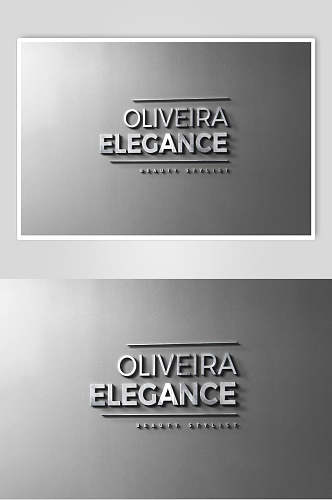 银灰色艺术立体字体高级品牌LOGO样机
