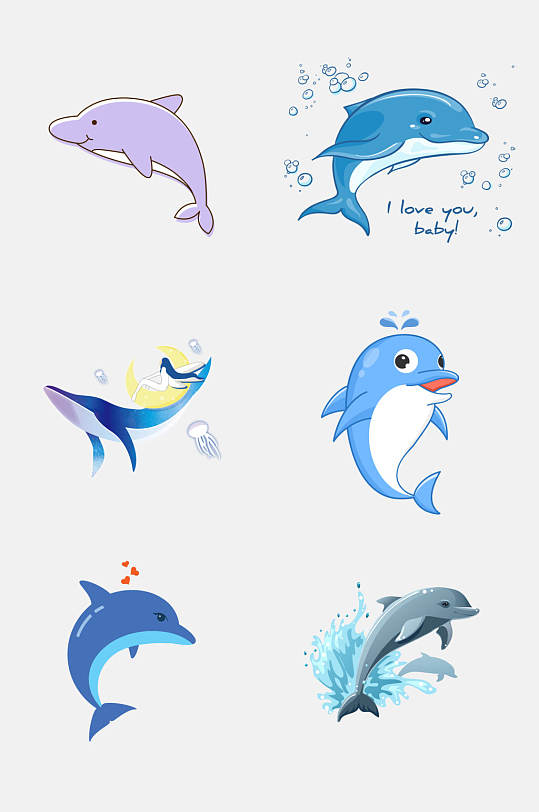 创意唯美海豚免抠素材