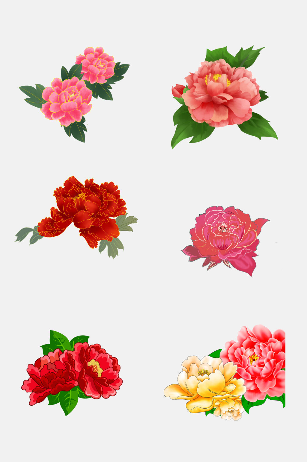 简洁唯美中国风花朵花开富贵牡丹免抠素材素材