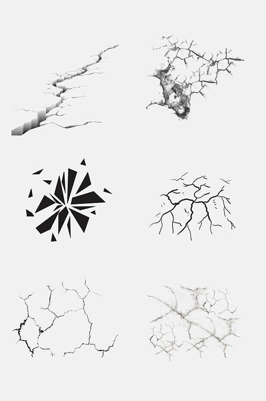 创意灰色地裂干旱开裂免抠素材