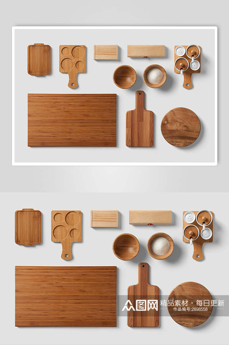 极简木质食品包装餐具场景样机素材