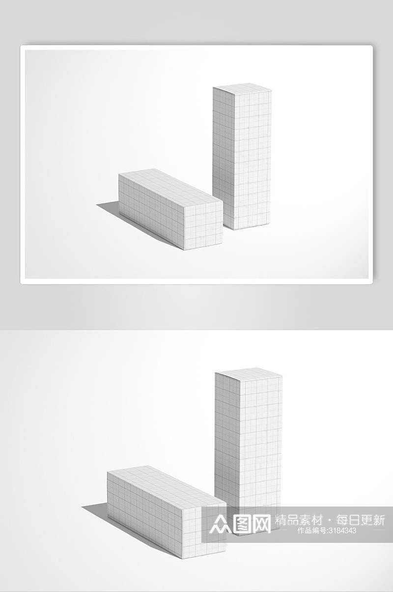 白色极简格子纸盒样机素材