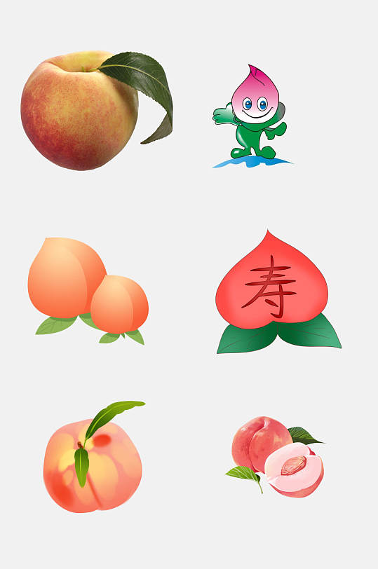 卡通寿桃桃子免抠元素