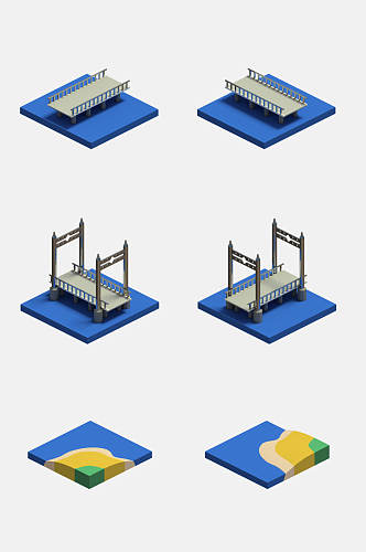 桥交通道路场景构建免抠元素