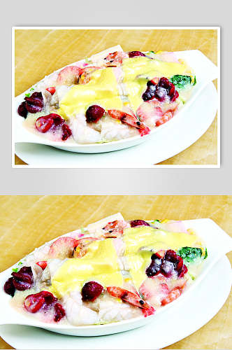 美食芝士海鲜焗饭食品高清图片