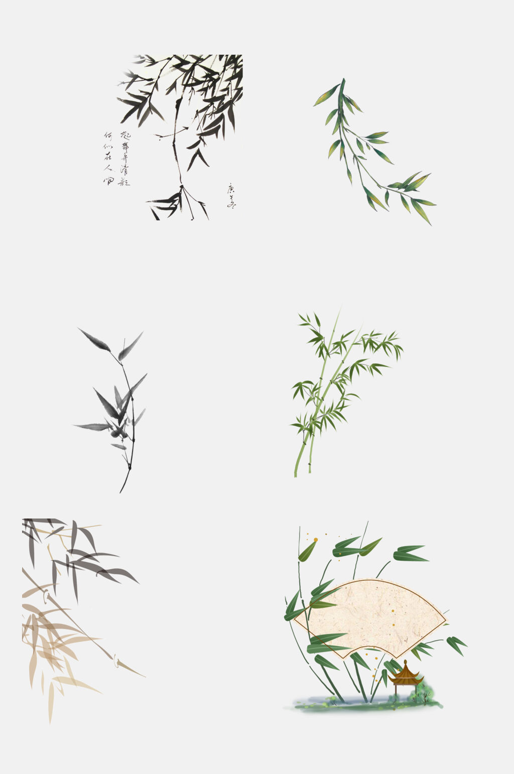清新淡雅竹子墨竹免抠素材素材
